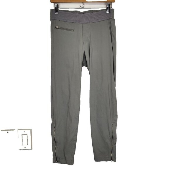 Athleta‎ Mod Trekkie Crop Pant 2 Gray Pull On Ankle Zip Stretch Urban Athleisure - Picture 1 of 12
